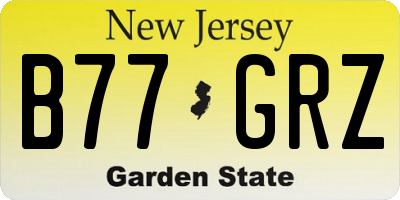 NJ license plate B77GRZ