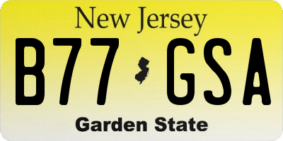 NJ license plate B77GSA