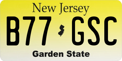 NJ license plate B77GSC