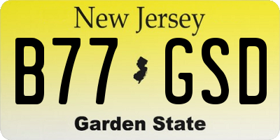 NJ license plate B77GSD