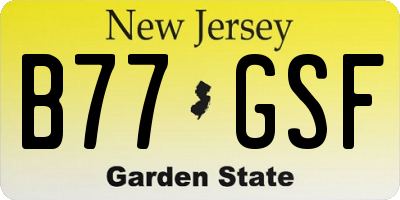 NJ license plate B77GSF