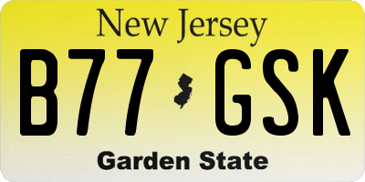 NJ license plate B77GSK
