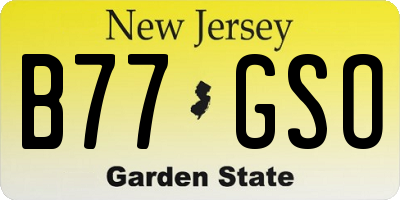 NJ license plate B77GSO