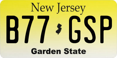 NJ license plate B77GSP