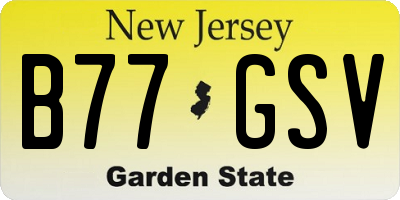 NJ license plate B77GSV