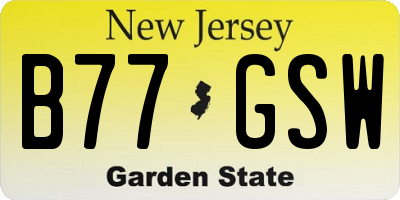 NJ license plate B77GSW