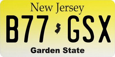 NJ license plate B77GSX