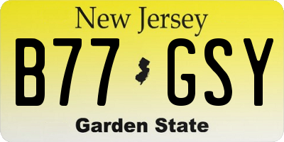 NJ license plate B77GSY