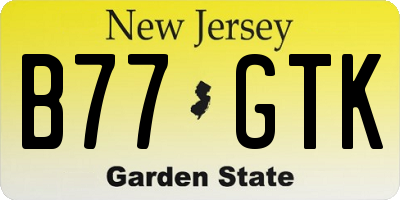 NJ license plate B77GTK