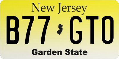 NJ license plate B77GTO