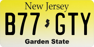 NJ license plate B77GTY