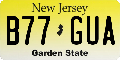 NJ license plate B77GUA