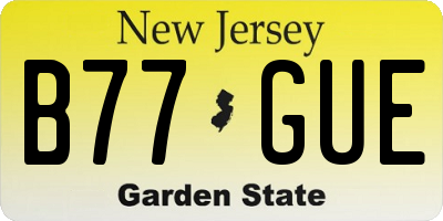 NJ license plate B77GUE