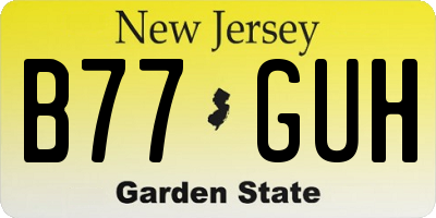 NJ license plate B77GUH
