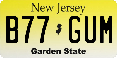 NJ license plate B77GUM