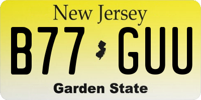 NJ license plate B77GUU