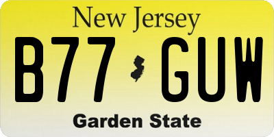 NJ license plate B77GUW