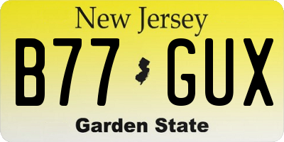 NJ license plate B77GUX