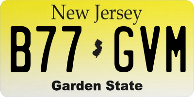 NJ license plate B77GVM