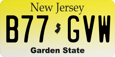 NJ license plate B77GVW