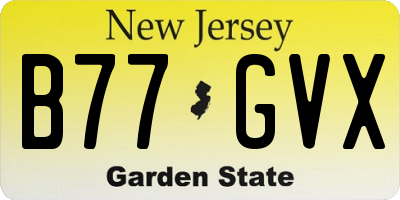 NJ license plate B77GVX
