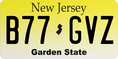 NJ license plate B77GVZ