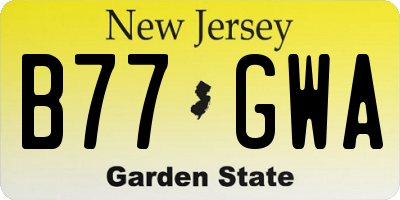 NJ license plate B77GWA