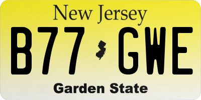 NJ license plate B77GWE