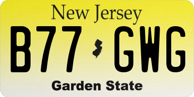 NJ license plate B77GWG