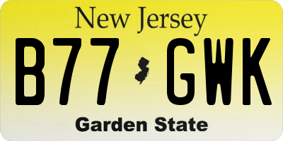 NJ license plate B77GWK