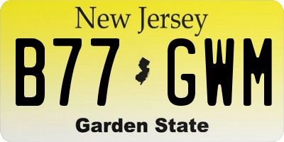 NJ license plate B77GWM