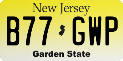 NJ license plate B77GWP