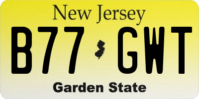 NJ license plate B77GWT