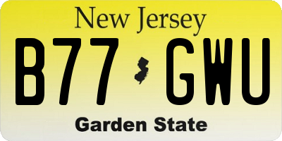 NJ license plate B77GWU
