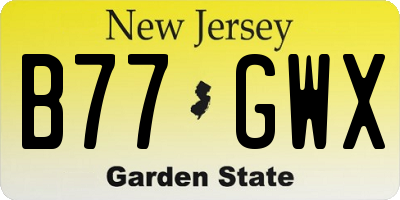 NJ license plate B77GWX