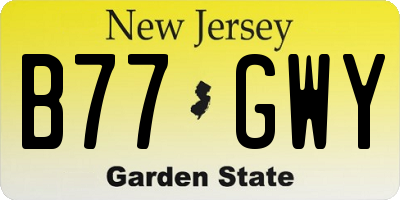 NJ license plate B77GWY