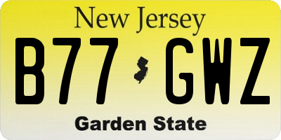 NJ license plate B77GWZ