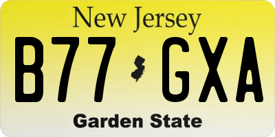 NJ license plate B77GXA
