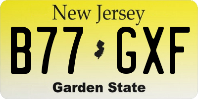 NJ license plate B77GXF