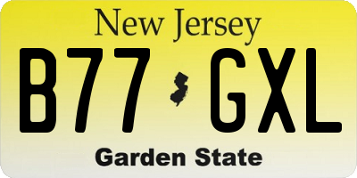 NJ license plate B77GXL