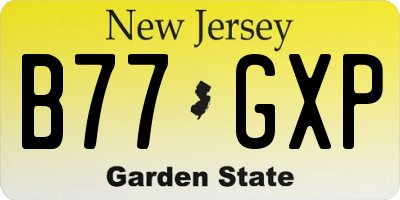 NJ license plate B77GXP