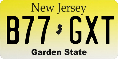 NJ license plate B77GXT