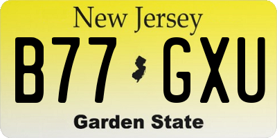 NJ license plate B77GXU