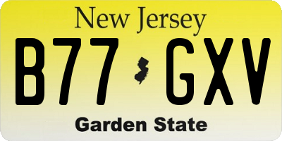 NJ license plate B77GXV