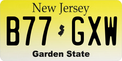 NJ license plate B77GXW