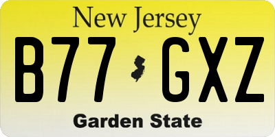NJ license plate B77GXZ