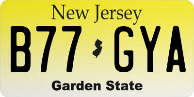 NJ license plate B77GYA