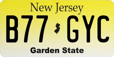 NJ license plate B77GYC