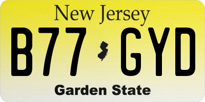 NJ license plate B77GYD