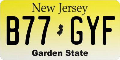 NJ license plate B77GYF